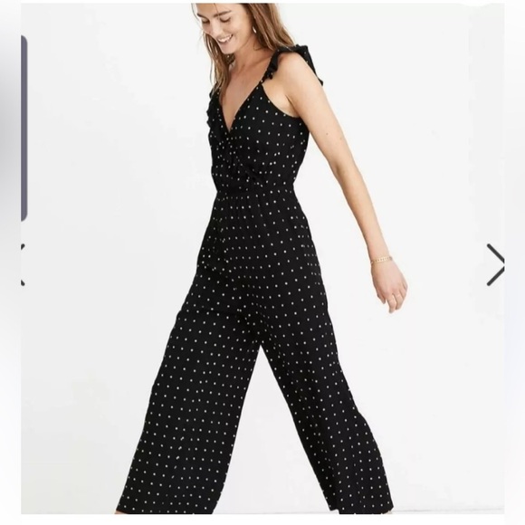Madewell Pants - NWT Madewell sz 22 polka dot jumpsuit ruffle front faux wrap